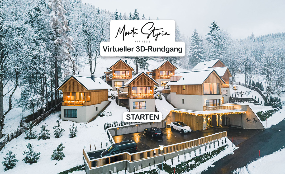 Virtueller 3D-Rundgang Chaletdorf Montestyria Mariazell Hochsteiermark